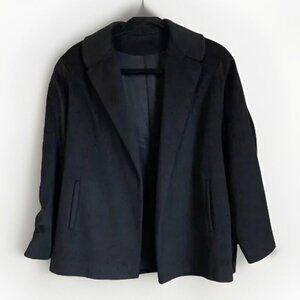 Blin & Blin Women Blazer XL French Wool 1950s Black Pocket Open Lined Winter